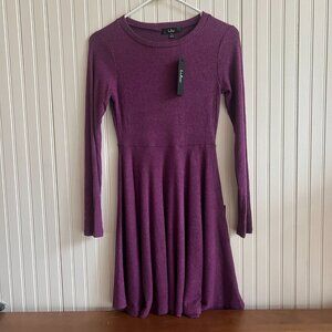 NWT Lulus Purple Ribbed Knit Long Sleeve Dress - Size S - Casual & Comfortable